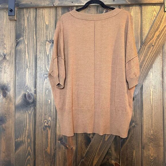 Free People Work From Home Pullover Sweater Top Mushroom - Picture 7 of 9